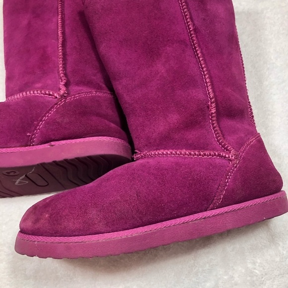 🔥SALE🔥 Fuchsia suede pull on faux fur lining boots kids Sz 3 - Picture 10 of 11